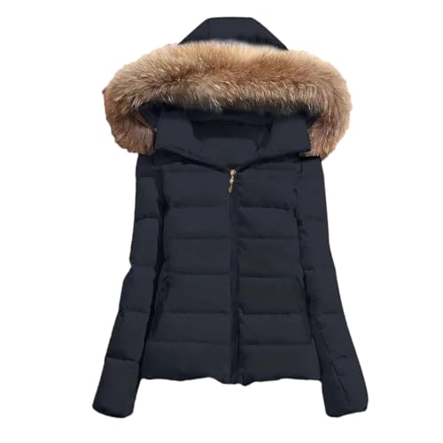 Tdvcpmkk Damen Winterjacke Daunenjacke mit Fellkragen Parka, Schwarz , 38 von Tdvcpmkk