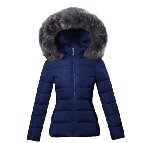 Tdvcpmkk Damen abnehmbare Jacke PlUK Größe Parka warme Daunenjacke, dunkelblau, 42 von Tdvcpmkk
