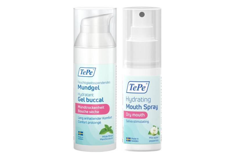 TePe Mundwasser 2er Set Feuchtigkeitsspendendes Mundgel- und Spray, Mundtrockenheit, (2er Set, 2-tlg) von TePe