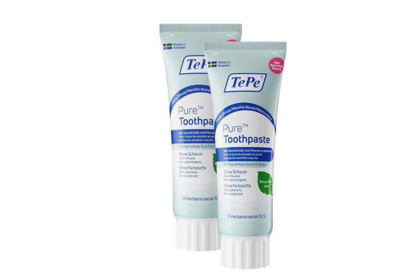 TePe Zahnpasta Pure, 2 Stück, (2er Set, 2-St) Gesunde Mundtrockenheit von TePe