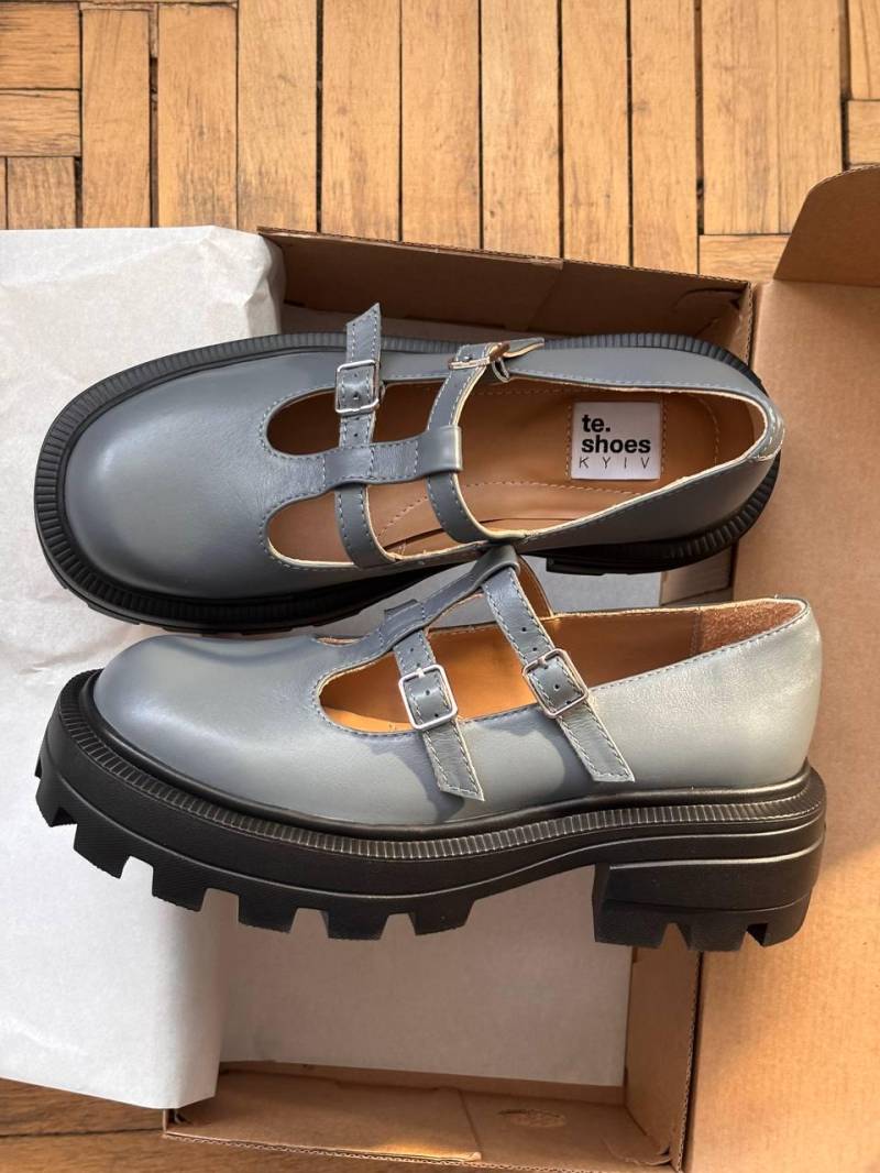 Leder Mary Janes Plateau Schuhe Frauen, Massive Sohle Nach Maß Mit Abgerundeter Spitze, Lederkleid von TeShoes