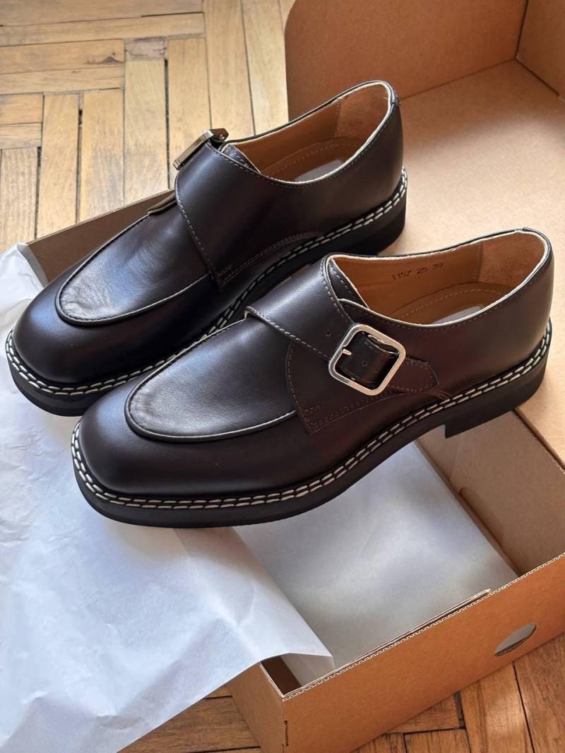 Leder Oxford Schuhe Mit Schnalle, Sattelschuhe, Maßgeschneiderte Monk Schuhe, Plateau Oxfords Formelle von TeShoes