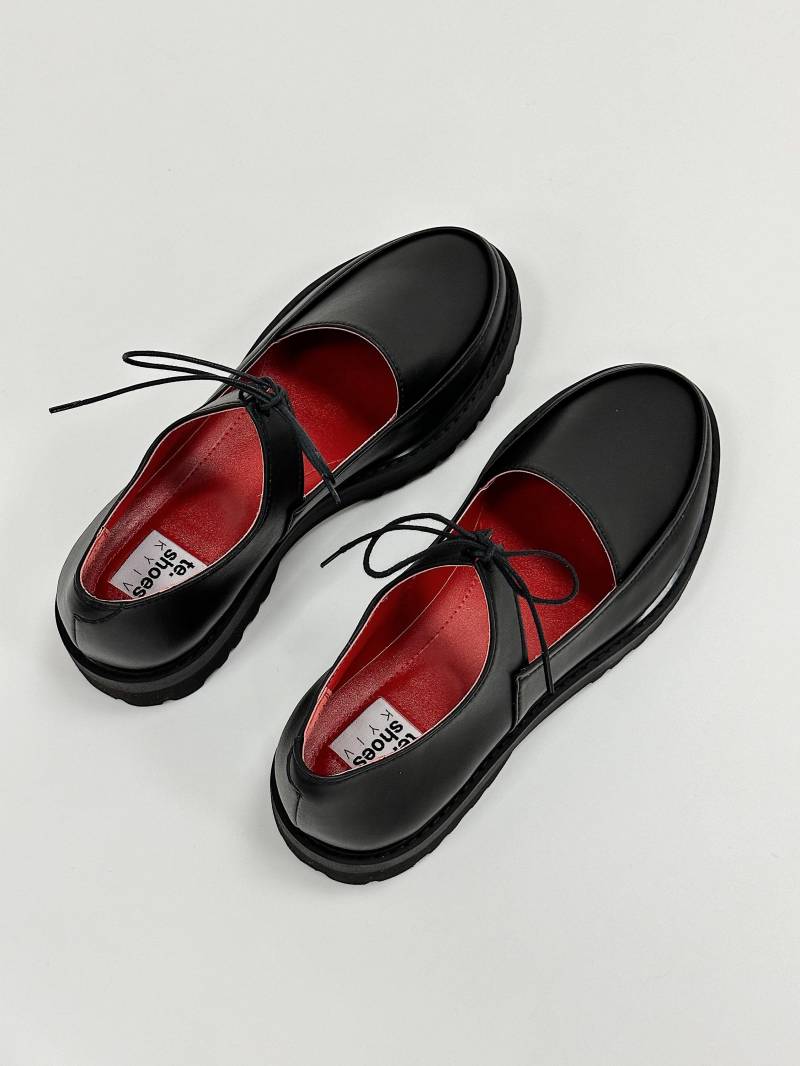 Vegane Schwarze Mary Janes Lederschuhe, Kunstleder Sandalen Mit Schnürung, Plateau Schuhe, Öko-Leder Bequeme Schuhe von TeShoes