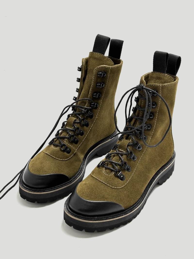 Wildleder Plateau Schnürstiefel, Streetwear Wanderstiefel, Knöchelhohe Leder Winterstiefel, Wollfilzstiefel von TeShoes