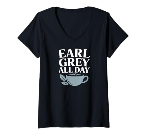 Damen Earl Grey, ganztägiges Teeliebhaber-Design T-Shirt mit V-Ausschnitt Damen Earl Grey, ganztägiges Teeliebhaber-Design T-Shirt mit V-Ausschnitt von Tea Enthusiast Lifestyle Lovers