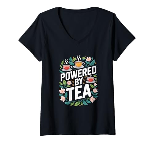 Damen Bereitgestellt von Tea Enthusiast Delight T-Shirt mit V-Ausschnitt Damen Bereitgestellt von Tea Enthusiast Delight T-Shirt mit V-Ausschnitt von Tea Lovers Aromatic Brew Enthusiasts