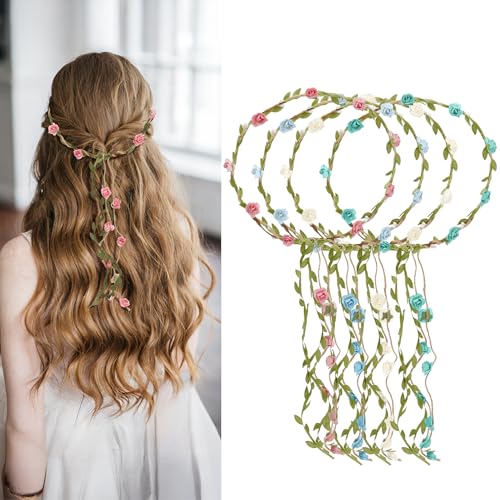 Haarband Blumen,4 Stück Garland Blumenkranz Stirnband,Blumenkranz Blume Krone Stirnband,Blumen Haarreif,Kranz Kopfschmuck,Blumenkrone Damen,Für Hochzeitsfest Feiertag Party Haarband Blumen,4 Stück Garland Blumenkranz Stirnband,Blumenkranz Blume Krone Stirnband,Blumen Haarreif,Kranz Kopfschmuck,Blumenkrone Damen,Für Hochzeitsfest Feiertag Party von TeaATiCh
