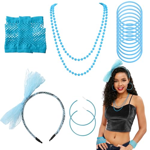 TeaATiCh 80er Jahre Outfit Damen,Kleidungszubehör Aus Den 1980er Jahren,Blau Retro-Accessoires Für Damen,Universell Passend Für Karneval,Mottopartys,Cosplay TeaATiCh 80er Jahre Outfit Damen,Kleidungszubehör Aus Den 1980er Jahren,Blau Retro-Accessoires Für Damen,Universell Passend Für Karneval,Mottopartys,Cosplay von TeaATiCh