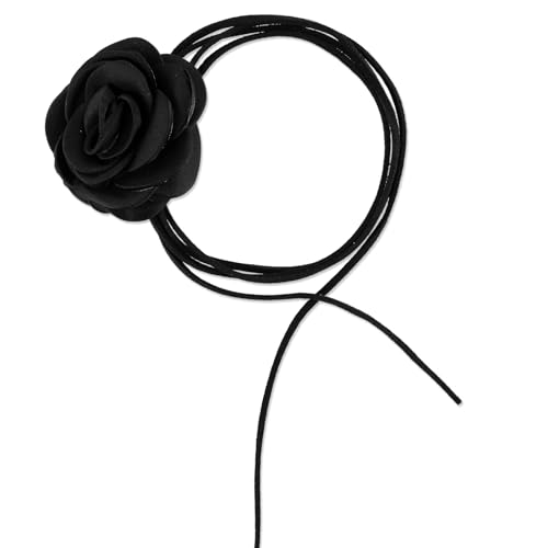 Teaaha Rose Choker Blume Halskette, Schwarze Rose Choker Für Frau Rose Blume Choker Halskette Sommer Strand Choker Brautjungfer Hochzeit Für Frauen Mädchen von Teaaha