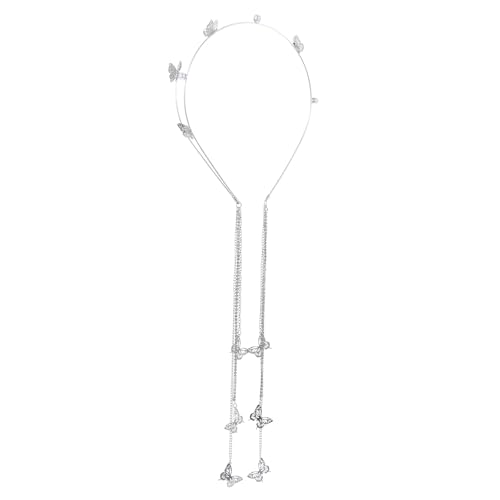 Schmetterling Haarkette, Lange Quasten Kopfschmuck, Schmetterling Perlen Stirnband, Silber Headwear, Braut Diadem Hochzeit, Butterfly Clip Haarreif Für Frauen Mädchen Schmetterling Haarkette, Lange Quasten Kopfschmuck, Schmetterling Perlen Stirnband, Silber Headwear, Braut Diadem Hochzeit, Butterfly Clip Haarreif Für Frauen Mädchen von Teaaha
