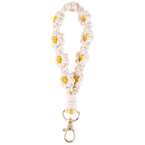 Teaaha Gänseblümchen Makramee Schlüsselanhänger, Schlüsselanhänger Boho Schlüsselanhänger Geflochten Böhmische Handgefertigte Frauen Armband Schlüsselanhänger Geschenke Für Frauen Mädchen 20 * 2,5 cm von Teaaha
