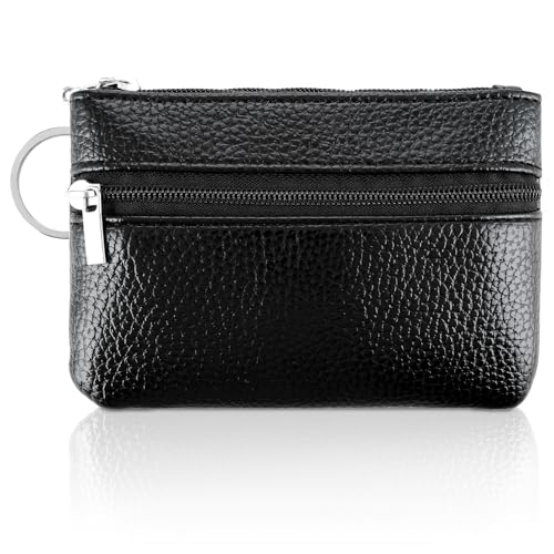 Teaaha Münzbörse, Damen Geldbörse Leder Kleingeldbörse Mini Münzbörse Für Damen Geldscheine, Karten, Führerschein, Münzen, Hausschlüssel (Schwarz) von Teaaha