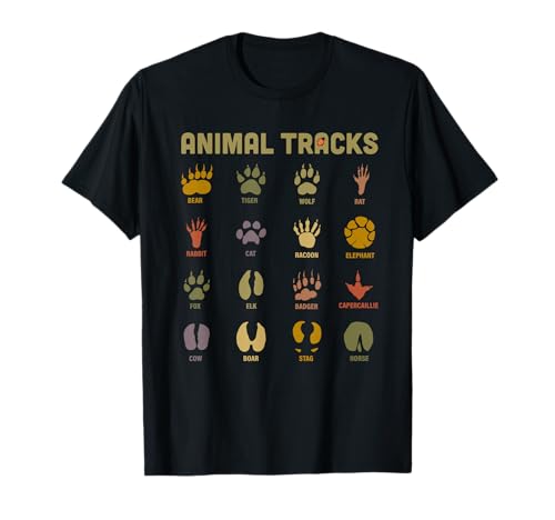 Kids Wild Animal Tracks Boys and Girls Kids Learning Design T-Shirt Kids Wild Animal Tracks Boys and Girls Kids Learning Design T-Shirt von Teach Boys Girls Nature's Wild Animals Footprints
