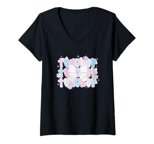 Damen Lehrer Lehrer Lehrer Bogen Blumen T-Shirt mit V-Ausschnitt Damen Lehrer Lehrer Lehrer Bogen Blumen T-Shirt mit V-Ausschnitt von Teacher Appreciation Cute Bow Floral
