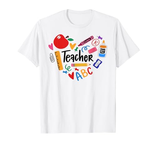 Teacher T-Shirt für Frauen, lustiges Lehrherz, Grafik-T-Shirt T-Shirt Teacher T-Shirt für Frauen, lustiges Lehrherz, Grafik-T-Shirt T-Shirt von Teacher Appreciation Gift