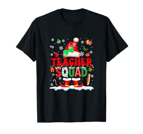 Teacher Squad Frauen Job Weihnachten Weihnachtsmann Kostüm Fliege T-Shirt von Teacher Christmas Costume