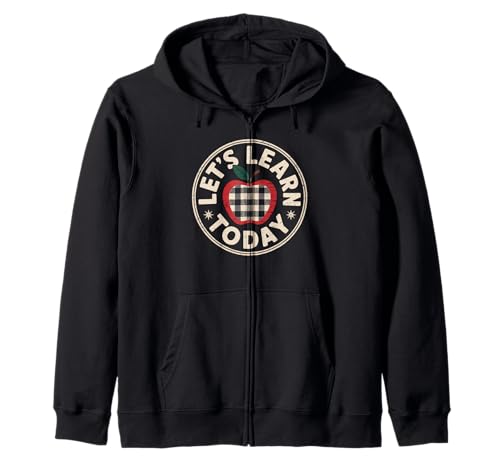 Lustiger Spruch Let's Learn Today Apple School Round Women Men Kapuzenjacke von Teacher Classroom Humor for Moms Preschool Student