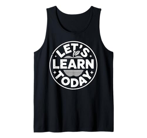 Lustiger Spruch Let's Learn Today Apple School Round Women Men Tank Top von Teacher Classroom Humor for Moms Preschool Student