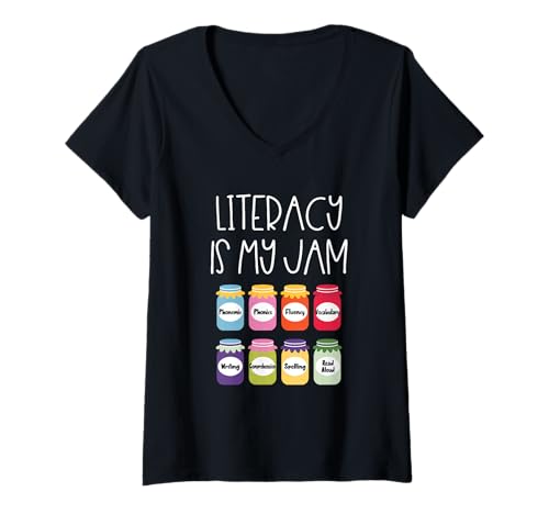 Damen Alphabetisierung ist Mein Lieblingslehrer ELA Phonics Fluency T-Shirt mit V-Ausschnitt Damen Alphabetisierung ist Mein Lieblingslehrer ELA Phonics Fluency T-Shirt mit V-Ausschnitt von Teacher ELA Phonics Vibes