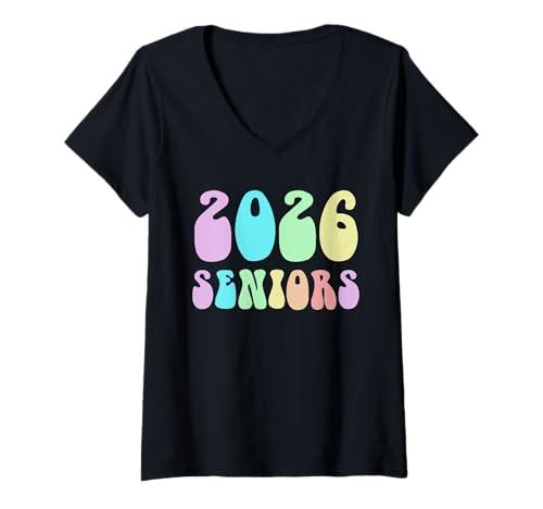 Damen Endlich Retro 2026 Senioren 12 Jahre später Regel We Run School T-Shirt mit V-Ausschnitt Damen Endlich Retro 2026 Senioren 12 Jahre später Regel We Run School T-Shirt mit V-Ausschnitt von Teacher Final Level Party Squad Senior Almost