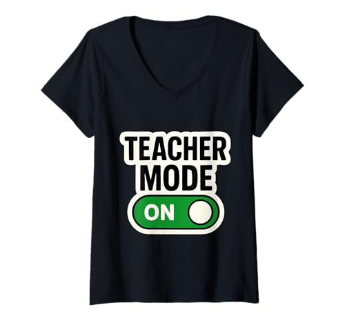 Damen Lehrermodus auf Knopfschalter für das Neue Schuljahr zurück zu lustig T-Shirt mit V-Ausschnitt Damen Lehrermodus auf Knopfschalter für das Neue Schuljahr zurück zu lustig T-Shirt mit V-Ausschnitt von Teacher Mode On Button Switch Products
