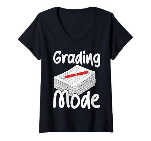 Damen Lehrer - Benotungsmodus T-Shirt mit V-Ausschnitt Damen Lehrer - Benotungsmodus T-Shirt mit V-Ausschnitt von Teacher Mood Apparel
