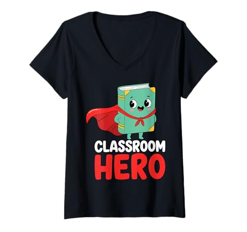 Damen Lehrer - Classroom Hero T-Shirt mit V-Ausschnitt Damen Lehrer - Classroom Hero T-Shirt mit V-Ausschnitt von Teacher Mood Apparel