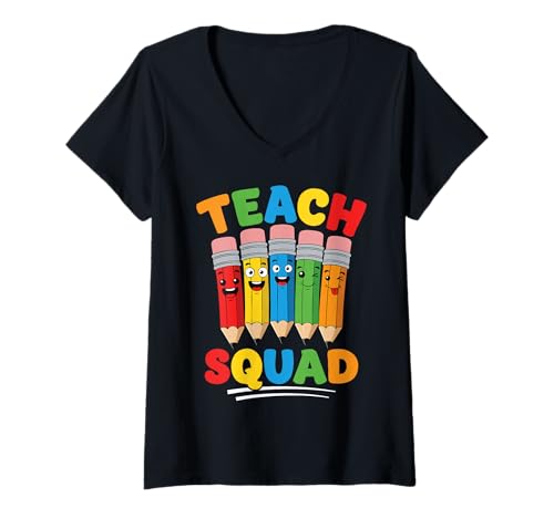 Damen Lehrer - Teach Squad T-Shirt mit V-Ausschnitt Damen Lehrer - Teach Squad T-Shirt mit V-Ausschnitt von Teacher Mood Apparel