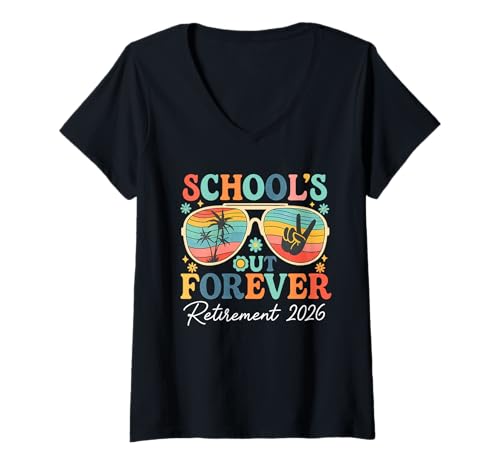 Damen Groovy School ist für Immer aus dem Ruhestand 2026 Pensionierter Lehrer T-Shirt mit V-Ausschnitt Damen Groovy School ist für Immer aus dem Ruhestand 2026 Pensionierter Lehrer T-Shirt mit V-Ausschnitt von Teacher Retirement 2026 Apparel