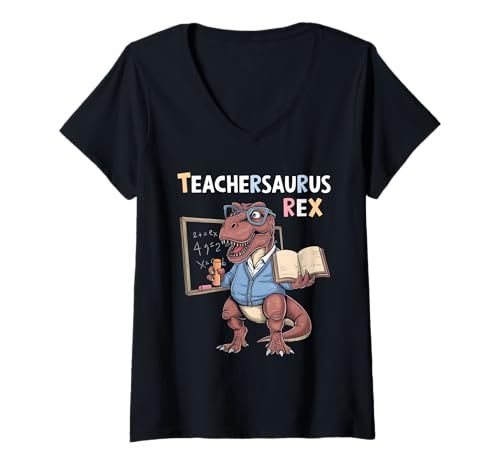 Damen Lehrer Saurus Rex T-Shirt mit V-Ausschnitt Damen Lehrer Saurus Rex T-Shirt mit V-Ausschnitt von Teacher School Teachers Appreciation