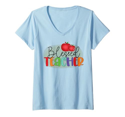 Damen gesegnet Lehrer Lehrer Schule schüler Lehrer Frau männer T-Shirt mit V-Ausschnitt Damen gesegnet Lehrer Lehrer Schule schüler Lehrer Frau männer T-Shirt mit V-Ausschnitt von Teacher Shopp