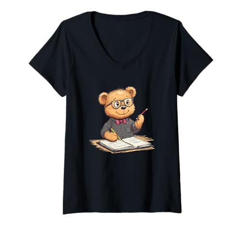 Damen Klassenzimmer-Spaß mit Teddybär-Lehrer T-Shirt mit V-Ausschnitt Damen Klassenzimmer-Spaß mit Teddybär-Lehrer T-Shirt mit V-Ausschnitt von Teacher Teddy Bear