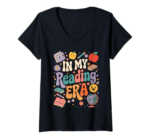 Damen In My Reading Era Books Lovers Men Women Kids T-Shirt mit V-Ausschnitt Damen In My Reading Era Books Lovers Men Women Kids T-Shirt mit V-Ausschnitt von Teacher Tee Library Reading Bookworm Book Day