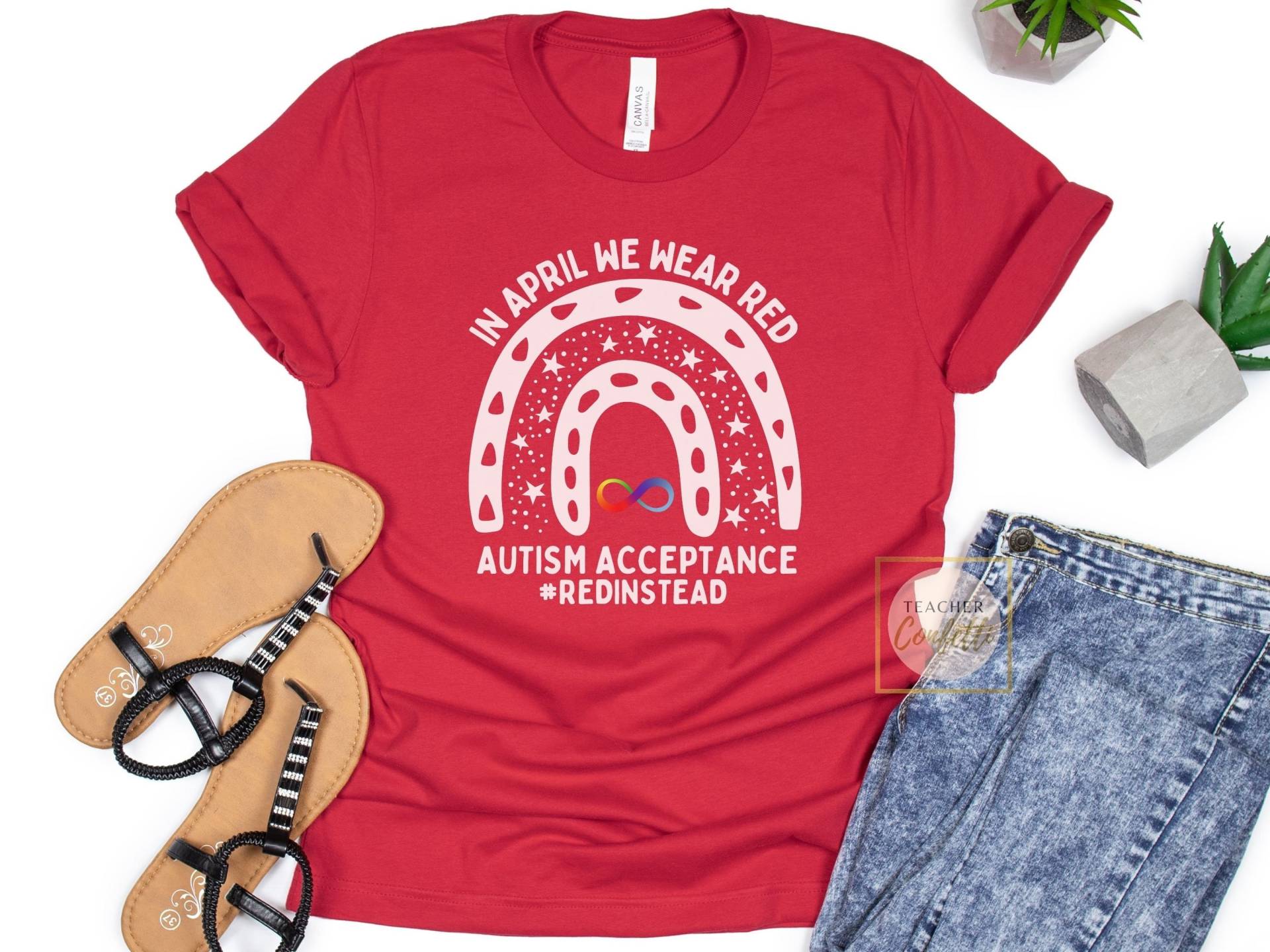 Autismus Akzeptanz Shirt/Monat Rot Statt Bewusstsein Regenbogen Special Ed Lehrer von TeacherConfetti