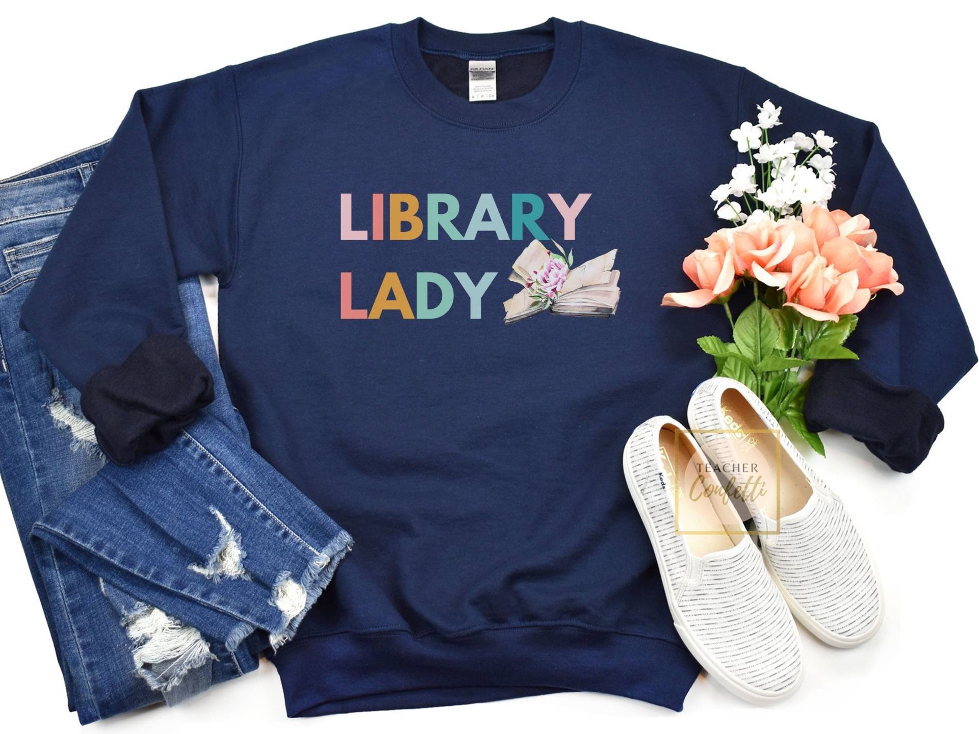 Bibliothek Dame Sweatshirt/Bibliothekarin Buch-Liebhaber-Sweatshirt Ich Liebe Bücher Mode Kleidung Bibliothek Dame Sweatshirt/Bibliothekarin Buch-Liebhaber-Sweatshirt Ich Liebe Bücher Mode Kleidung von TeacherConfetti