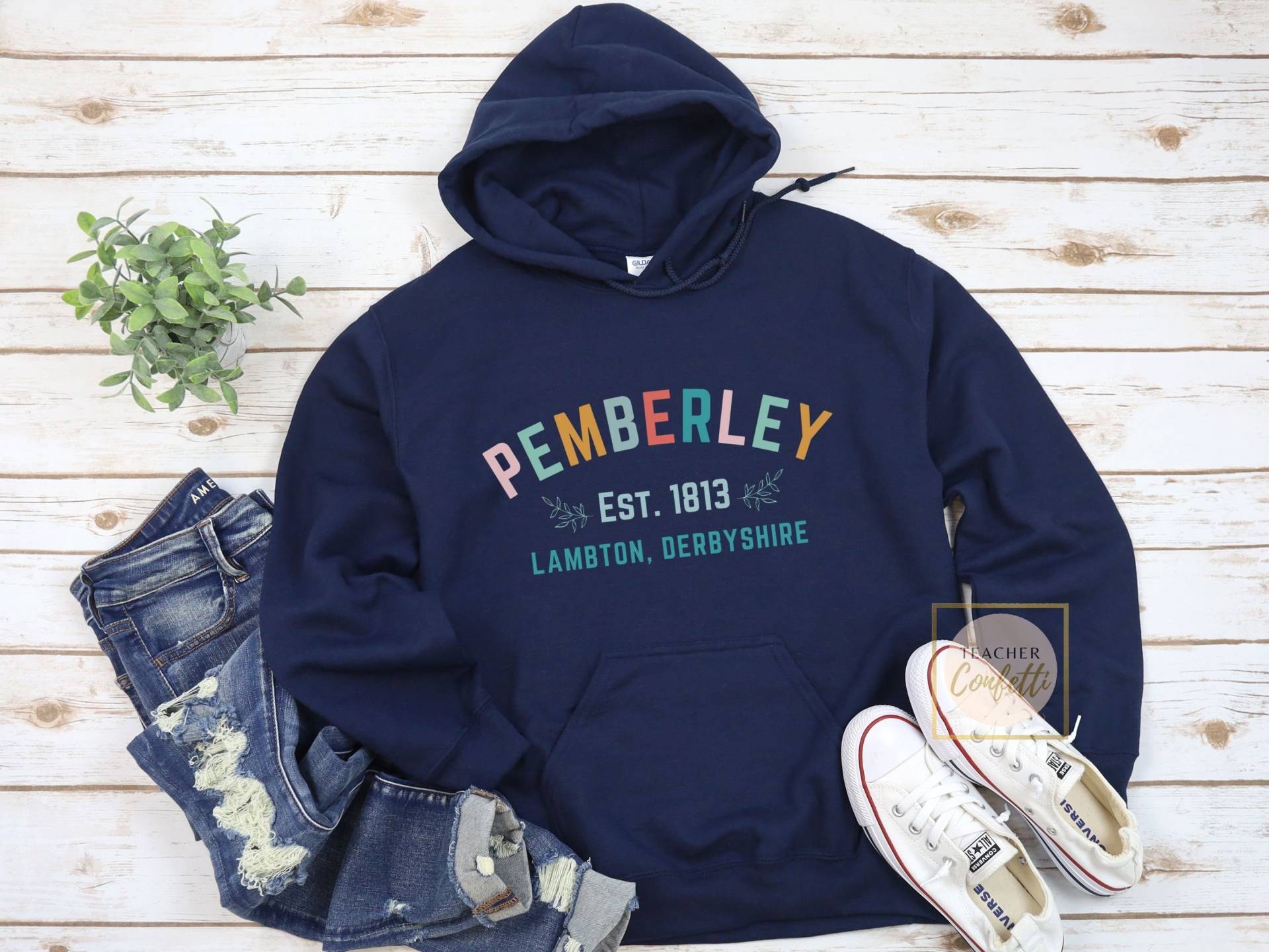 Pemberley Hoodie, Derbyshire Austen Sweatshirt, Stolz Und Vorurteil Jane Hoodie von TeacherConfetti