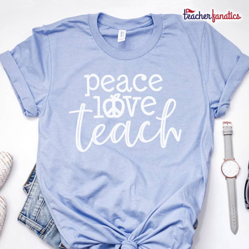 Frieden Liebe Lehren Shirt - Lehren Lehrer Geschenk Lehre T Shirts Freundlichkeit Frieden Liebe Lehren Shirt - Lehren Lehrer Geschenk Lehre T Shirts Freundlichkeit von TeacherFanatics