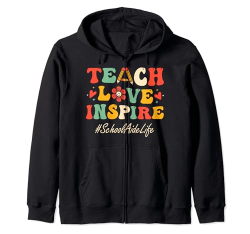 Schulassistentin Teach Love Inspire Women Groovy Bach zur Schule Kapuzenjacke Schulassistentin Teach Love Inspire Women Groovy Bach zur Schule Kapuzenjacke von TeacherTrendsetters.