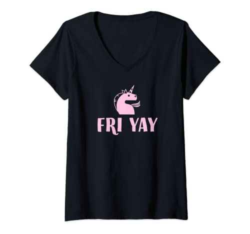Damen TGIF T-Shirt für Lehrer und Studenten, Geschenk für Freitag und Urlaub T-Shirt mit V-Ausschnitt von Teachers Look Great In Our Apparel