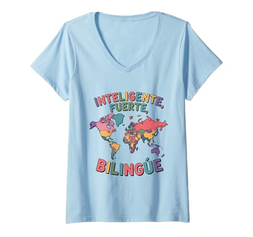 Damen Inteligenter Unterricht Mehrsprachiger Lernender ESL-Lehrer T-Shirt mit V-Ausschnitt von Teaching Multilingual Learners Teacher Co