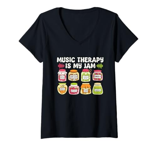 Damen Music is My Jam Back to School Musiker Lehrer Team Geschenke T-Shirt mit V-Ausschnitt von Teaching Music is My Jam Music teachers gifts