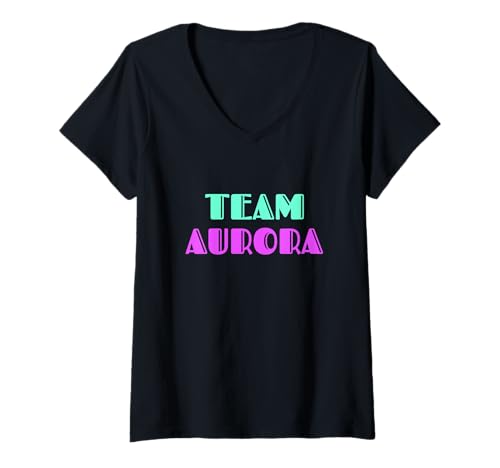 Damen Cheer for Aurora, Show Support Be On Team Aurora | 90s Style T-Shirt mit V-Ausschnitt Damen Cheer for Aurora, Show Support Be On Team Aurora | 90s Style T-Shirt mit V-Ausschnitt von Team Aurora