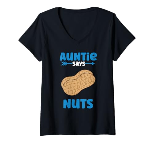 Damen Auntie Says Nuts - Das Geschlecht des Jungen verrät Tante - Team Boy T-Shirt mit V-Ausschnitt Damen Auntie Says Nuts - Das Geschlecht des Jungen verrät Tante - Team Boy T-Shirt mit V-Ausschnitt von Team Boy - Team Girl Gender Reveal Announcement