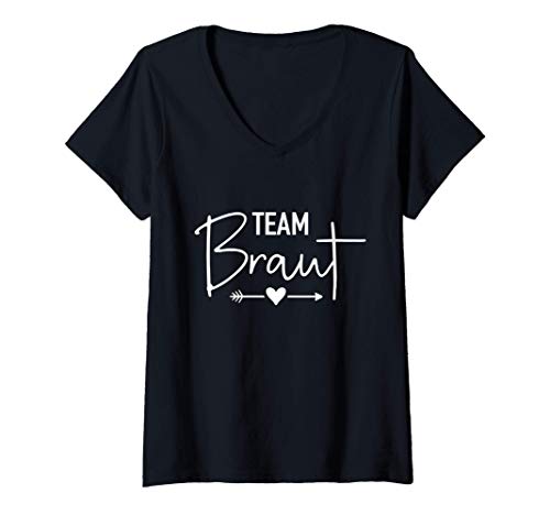 Damen Team Braut Junggesellinnenabschied JGA T-Shirt mit V-Ausschnitt von Team Braut Geschenke