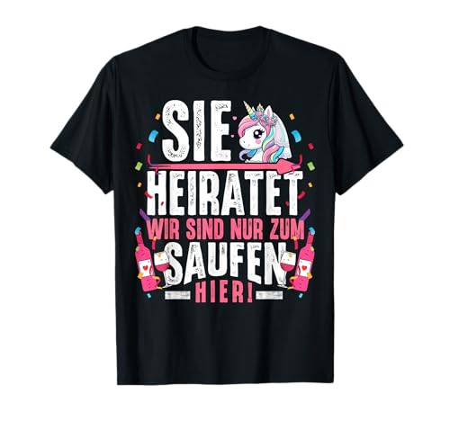 Junggesellinnenabschied T-Shirt Frauen JGA Shirt Polterabend T-Shirt von Team Braut T-Shirts Frauen JGA mit Einhorn lustig