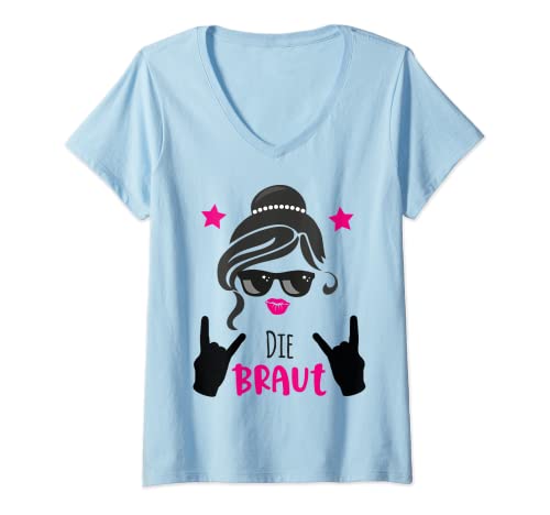 Damen Team Bride Outfit pink - Die Braut rockt JGA Gruppe T-Shirt mit V-Ausschnitt Damen Team Bride Outfit pink - Die Braut rockt JGA Gruppe T-Shirt mit V-Ausschnitt von Team Bride pink Team Braut JGA Geschenke