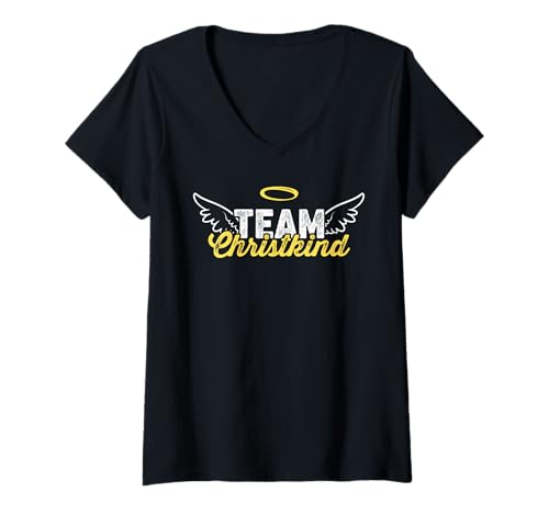 Damen Team Christkind Christkindl Heilig Abend Familie Kostüm T-Shirt mit V-Ausschnitt Damen Team Christkind Christkindl Heilig Abend Familie Kostüm T-Shirt mit V-Ausschnitt von Team Christkind Weihnachten Weihnachtsmann Motiv