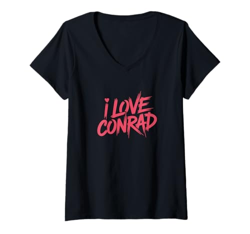 Damen Ich Liebe Conrad Romantic Summer Herren Damen Team Conrad Crush T-Shirt mit V-Ausschnitt Damen Ich Liebe Conrad Romantic Summer Herren Damen Team Conrad Crush T-Shirt mit V-Ausschnitt von Team Conrad Graphic Summer Tee Love Outfit