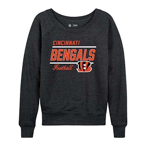 Team Fan Apparel NFL Damen Crewneck Light Weight, Gameday Apparel, Slouchy Fit Raglan Crewneck Pullover für Frauen, Cincinnati Bengals – Anthrazit, Medium von Team Fan Apparel