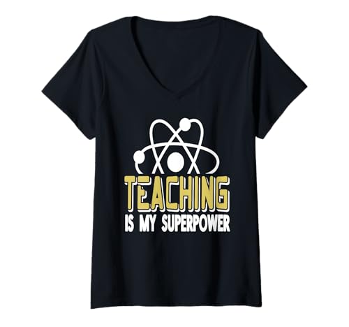 Damen Lehren ist Meine Superkraft für Naturwissenschaftler T-Shirt mit V-Ausschnitt Damen Lehren ist Meine Superkraft für Naturwissenschaftler T-Shirt mit V-Ausschnitt von Team Förderung Wissenschaft Klassenraum